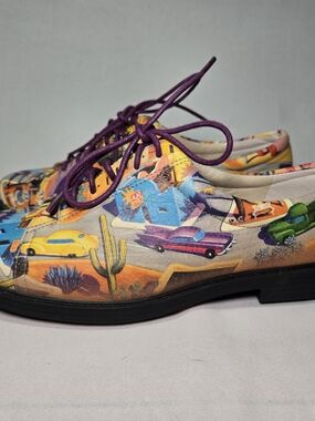 Icon Wearable Art Leather Golf Shoe Womens Size 7.5 Retro 1950s Ajo Cars Desert